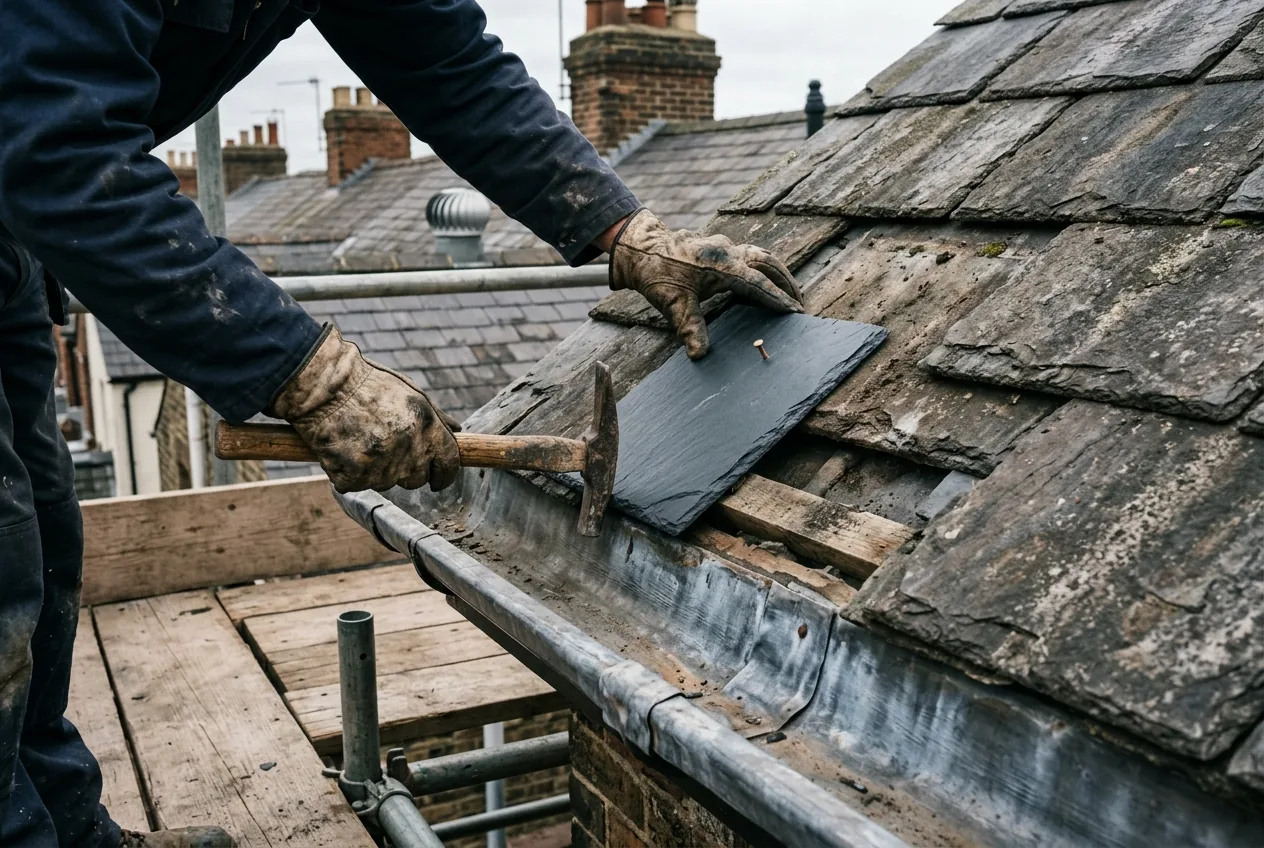 Mix of Victorian slate terraces and interwar semis in Cheadle, SK8